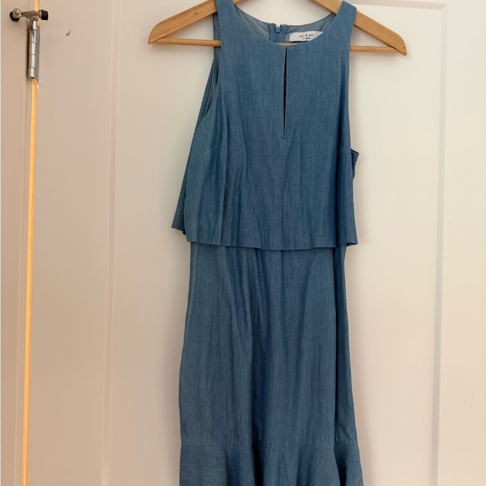 ALI & JAY Sleeveless Denim Blue Midi Dress